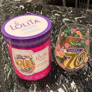 Lolita Happy 70th Birthday Wine Glass Set - Pink